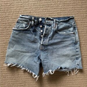 Agolde Light Blue Button-Fly Cutoff Denim Shorts